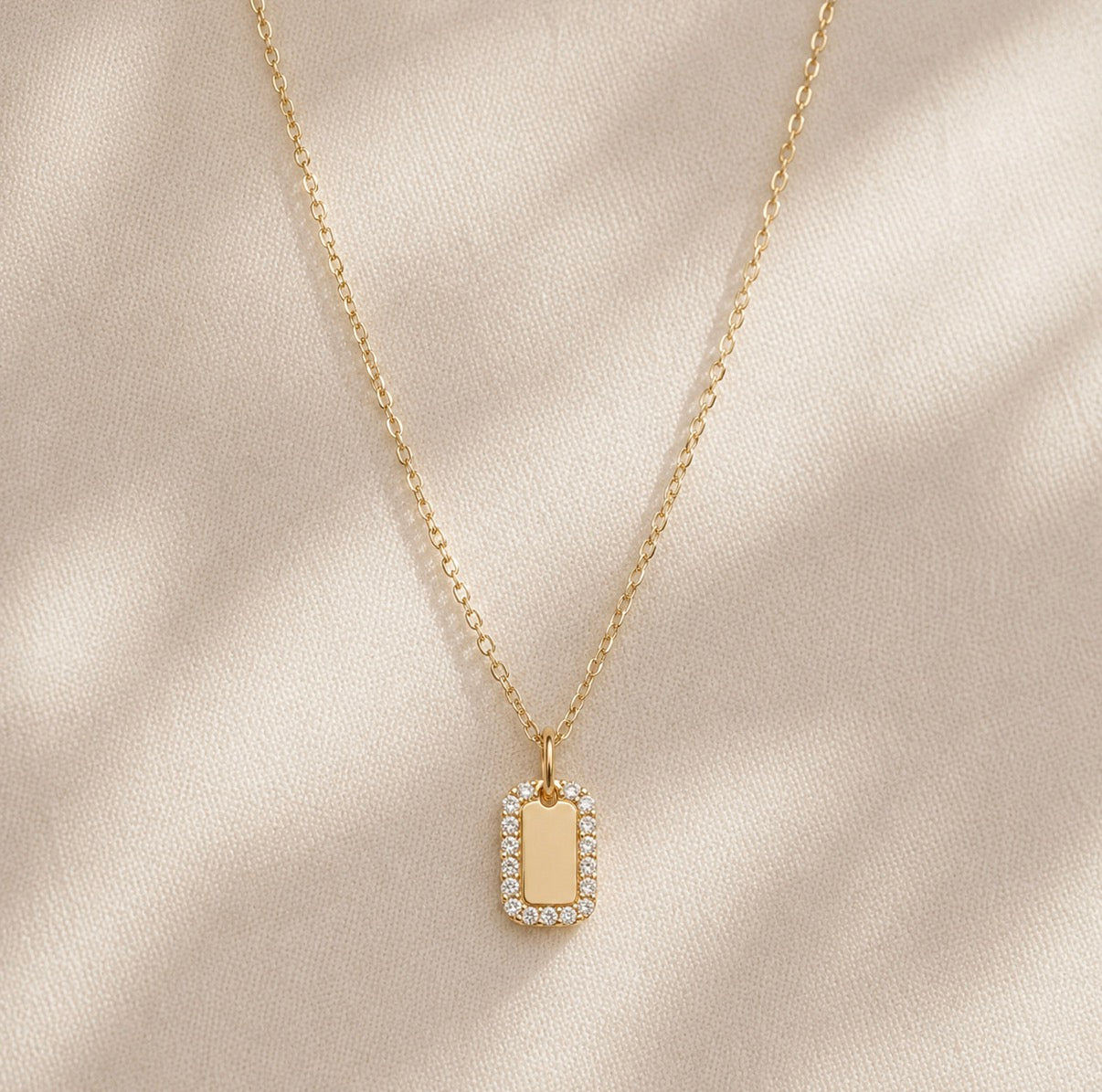 Dainty Dog Tag Necklace – Gold