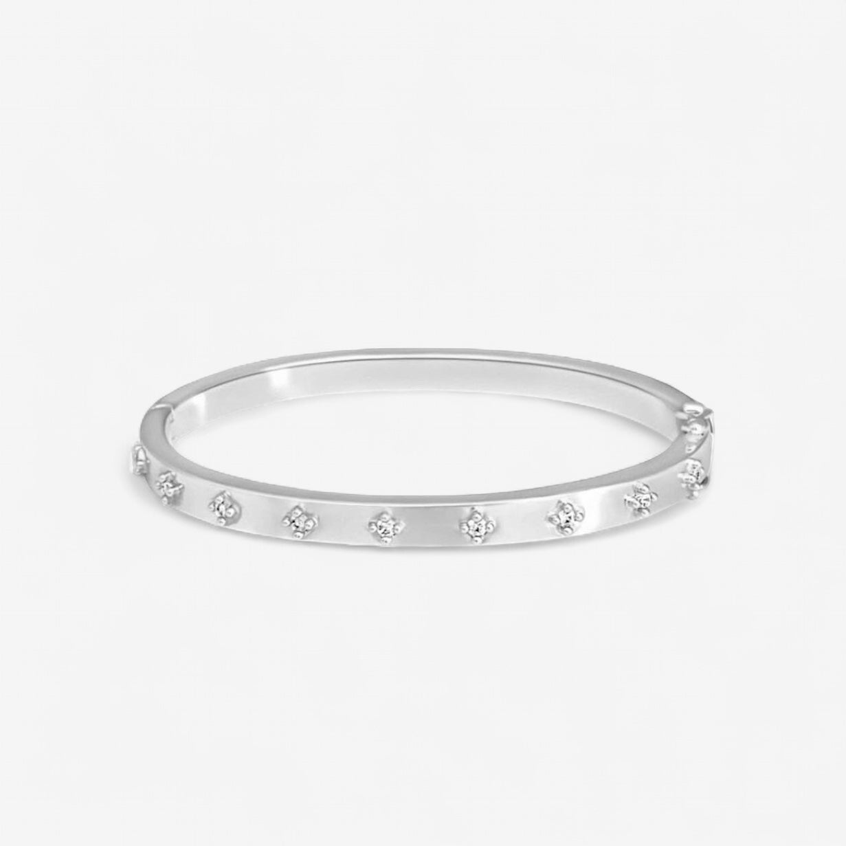 brooklyn bangle bracelet with zirconia in silver | luxury affordable jewelry by luxxy