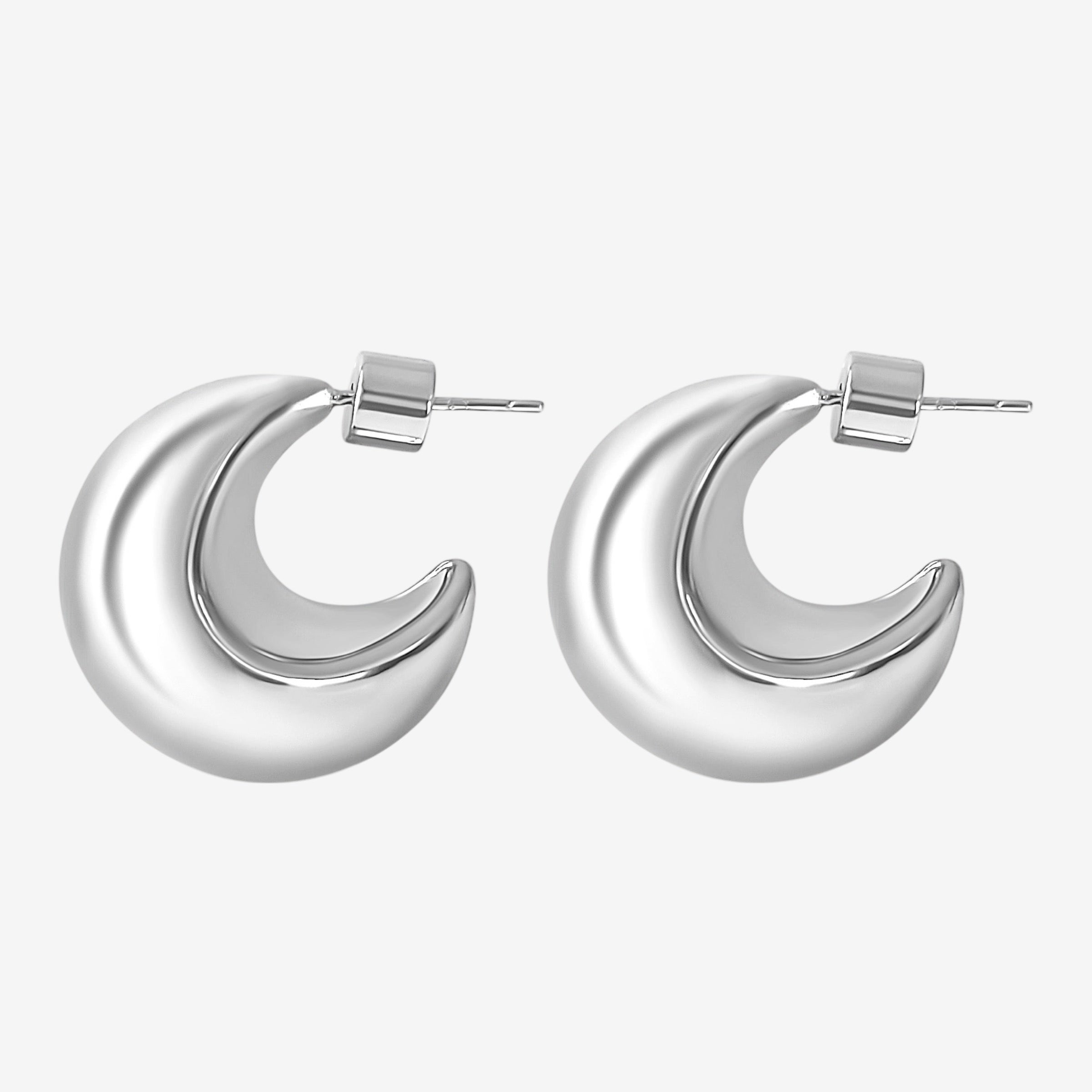 dani crescent earrings rhodium plated over brass | luxury affordable jewelry by luxxy