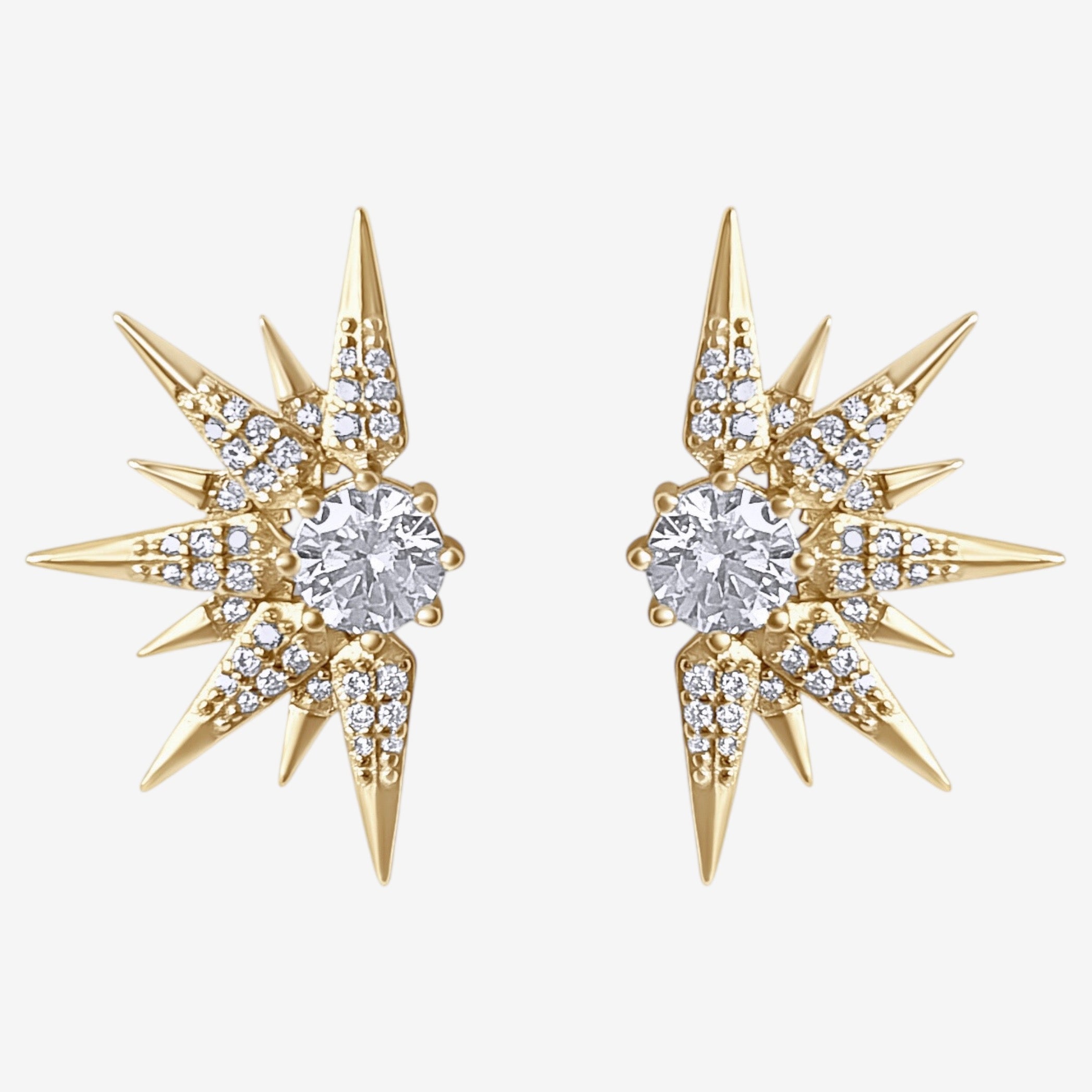 Stevie spike earrings 14k gold plated with simulated diamonds | Luxury Affordable Jewelry by Luxxy