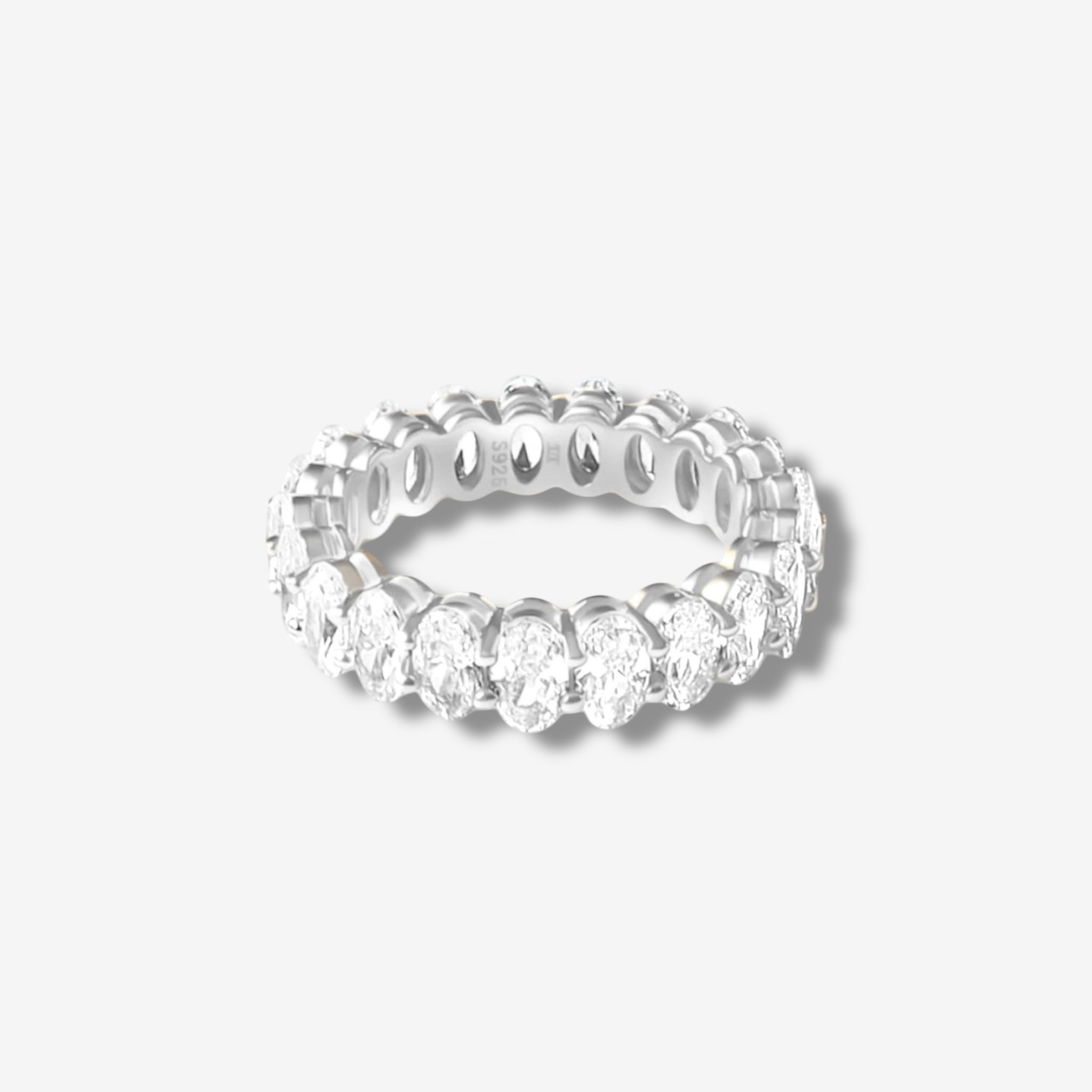 aria silver ring with 360 degree oval cubic zirconias | affordable luxury jewelry by luxxy