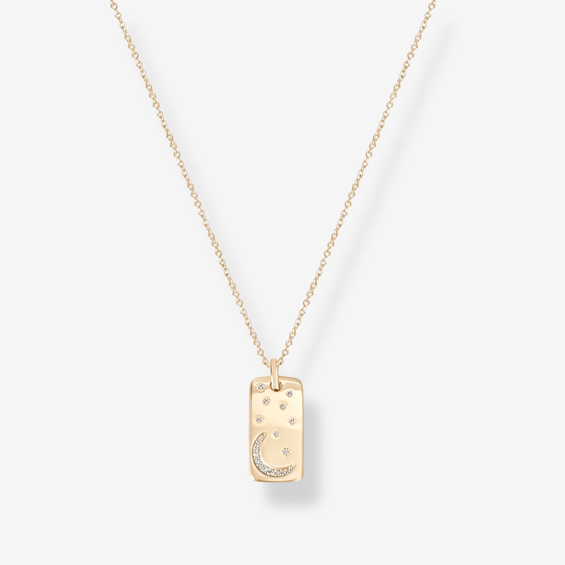 Moonlight Moon Stars CZ Gold Pendant Necklace - Luxxy Jewelry