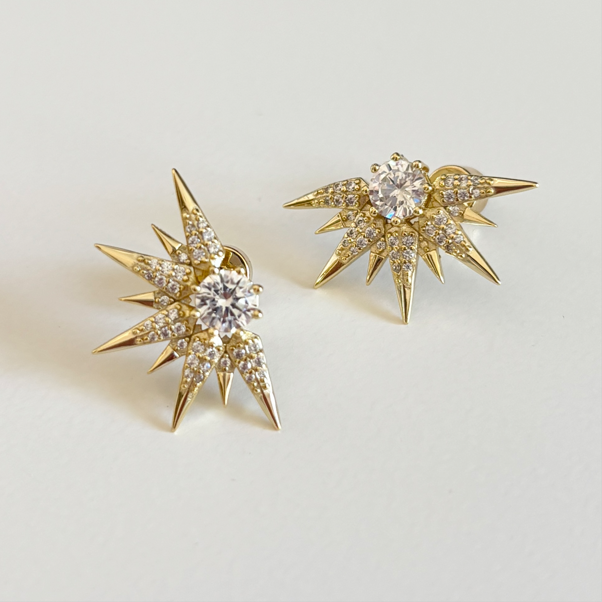 LUXXY Jewelry Stevie Spike Earrings - gold plated, simulated diamonds